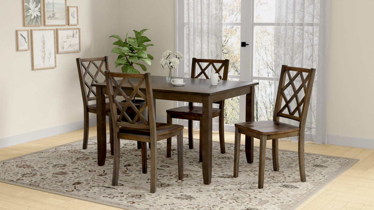 Brown 5 Piece Dining Table Set - Engineered Wood