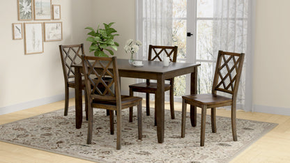 Brown 5 Piece Dining Table Set - Engineered Wood