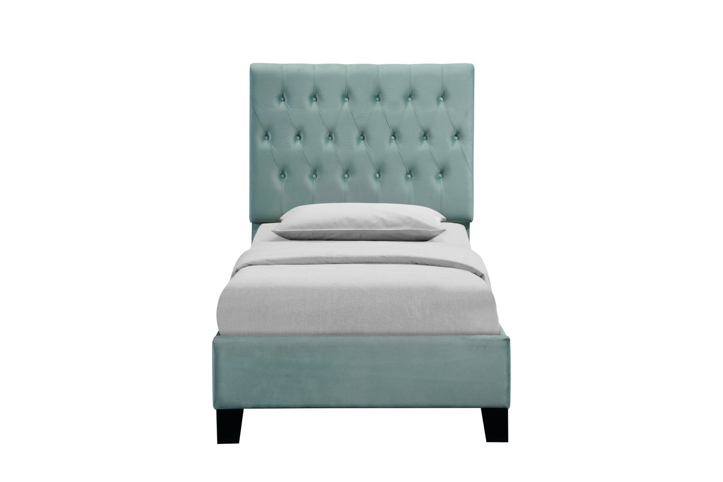 Blue Twin Upholstered Bed - Comfortable Guest Room Style