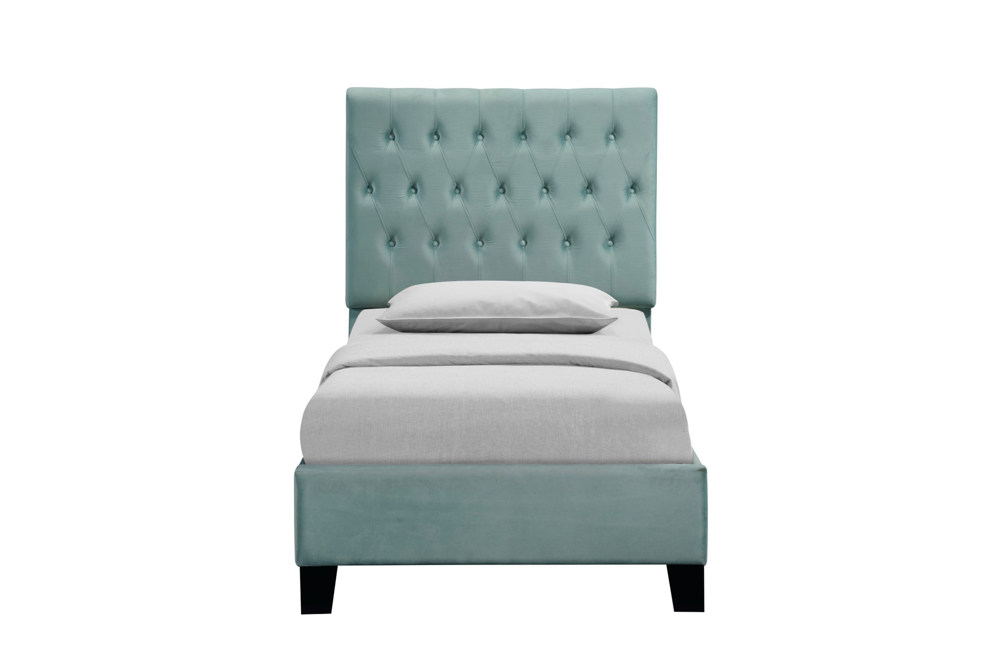 Blue Twin Upholstered Bed - Comfortable Guest Room Style