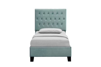 Blue Twin Upholstered Bed - Comfortable Guest Room Style