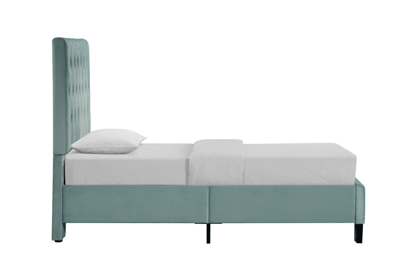 Blue Twin Upholstered Bed - Comfortable Guest Room Style