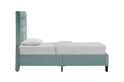 Blue Twin Upholstered Bed - Comfortable Guest Room Style