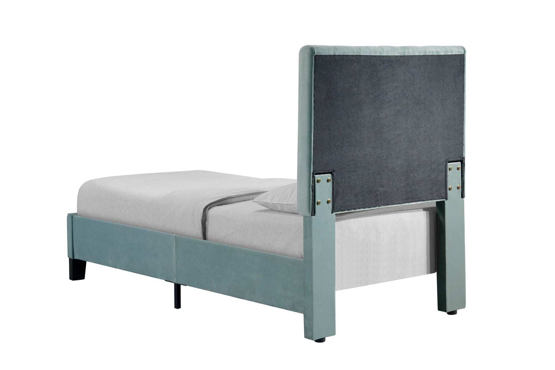 Blue Twin Upholstered Bed - Comfortable Guest Room Style