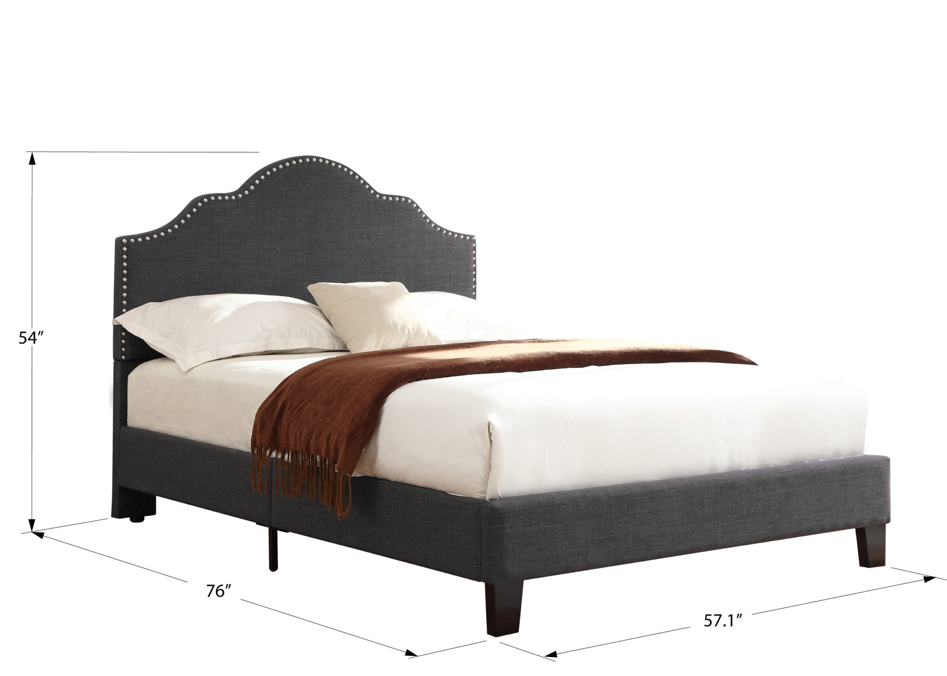 Gray Full Size Foam Bed Frame - Solid Wood
