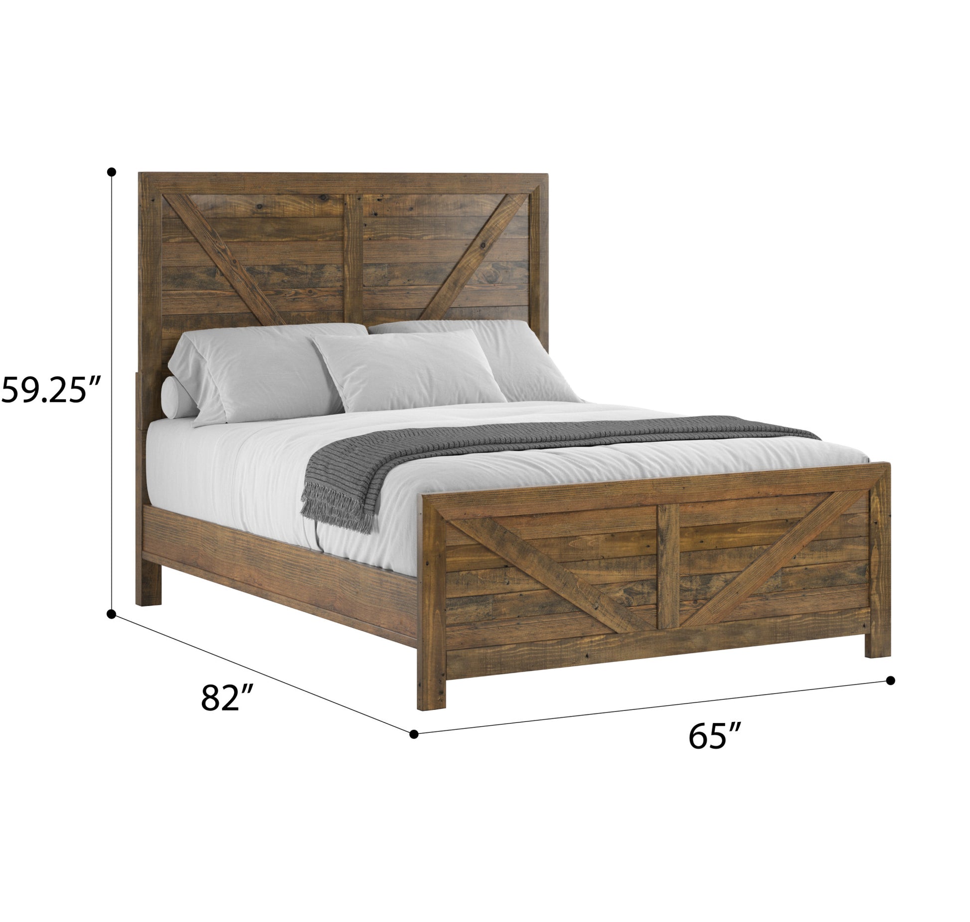Queen Solid Wood Brown Bed Frame for Bedrooms