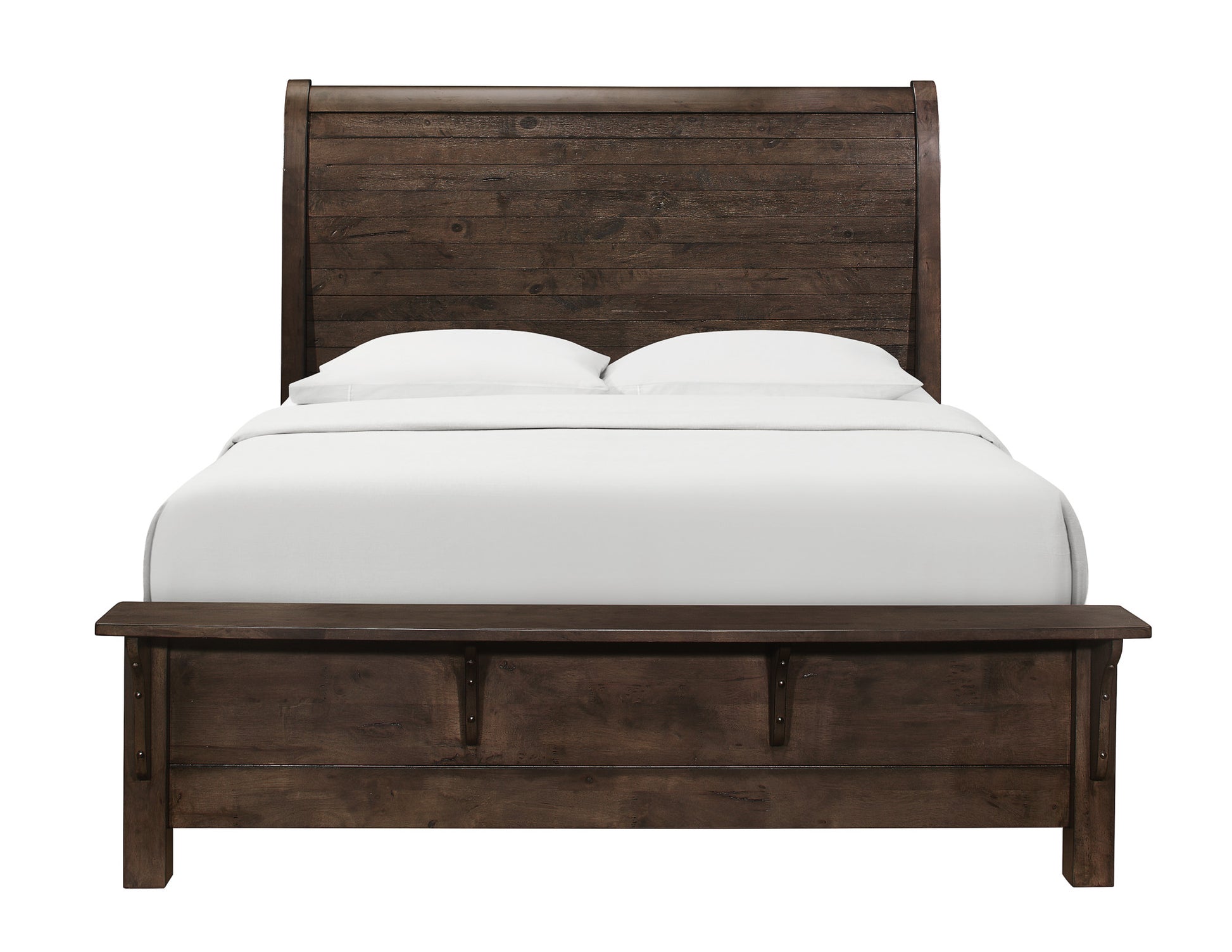 Brown Queen Sleigh Bed - Modern Rustic Comfort