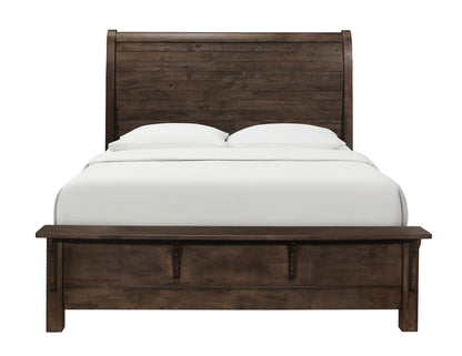 Brown Queen Sleigh Bed - Modern Rustic Comfort
