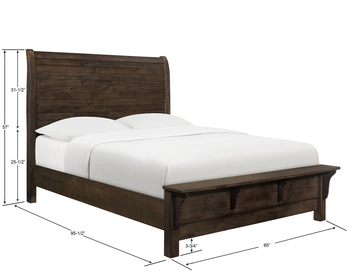Brown Queen Sleigh Bed - Modern Rustic Comfort