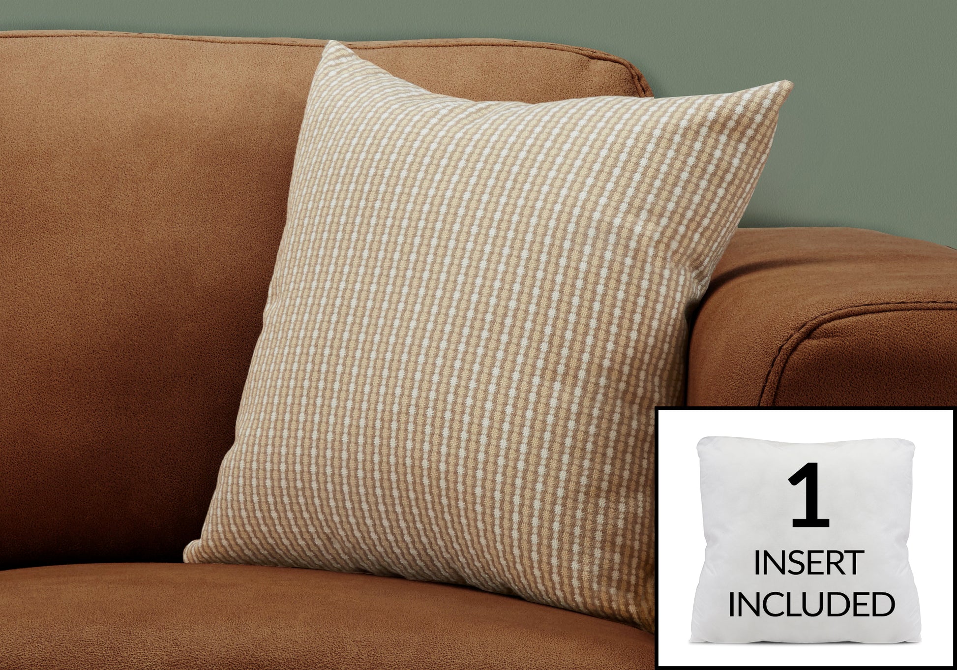 Taupe Decorative Throw Pillow - 18x18 Inches