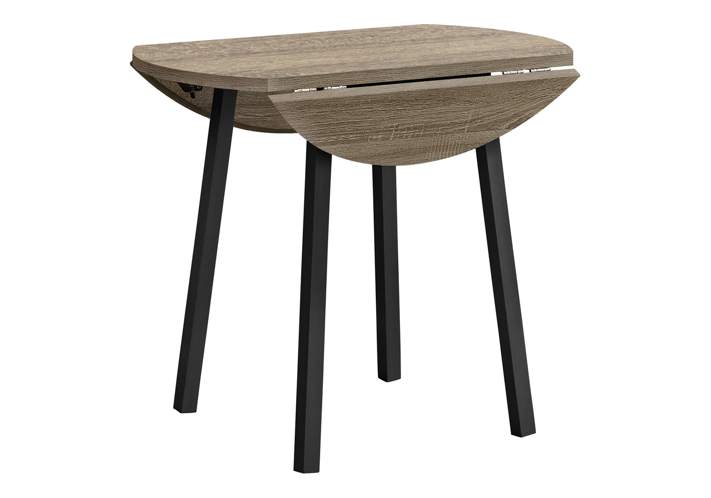 3-Piece Taupe Drop Leaf Dining Table Set with Black Chairs for Dining Room