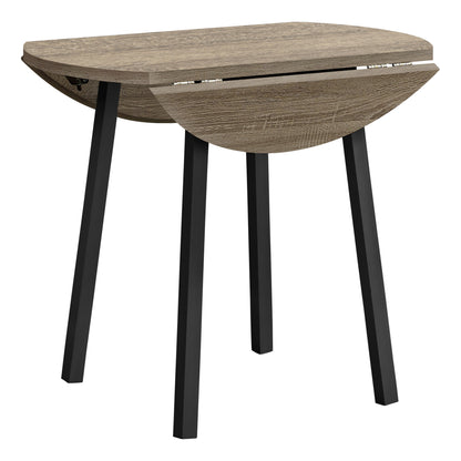 3-Piece Taupe Drop Leaf Dining Table Set with Black Chairs for Dining Room