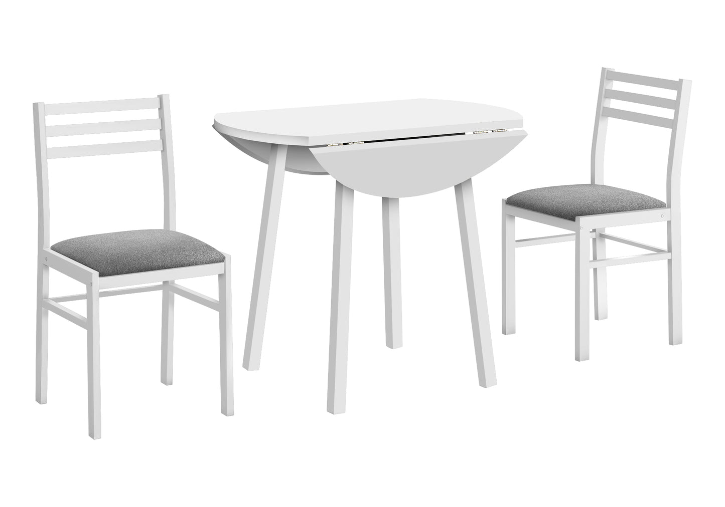 Small White Drop Leaf Dining Table Set - 3 Piece Kitchen Table for Dining Room