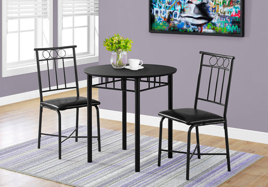 Small Black Bistro Dining Table Set - 3 Piece Kitchen Table for Dining Room