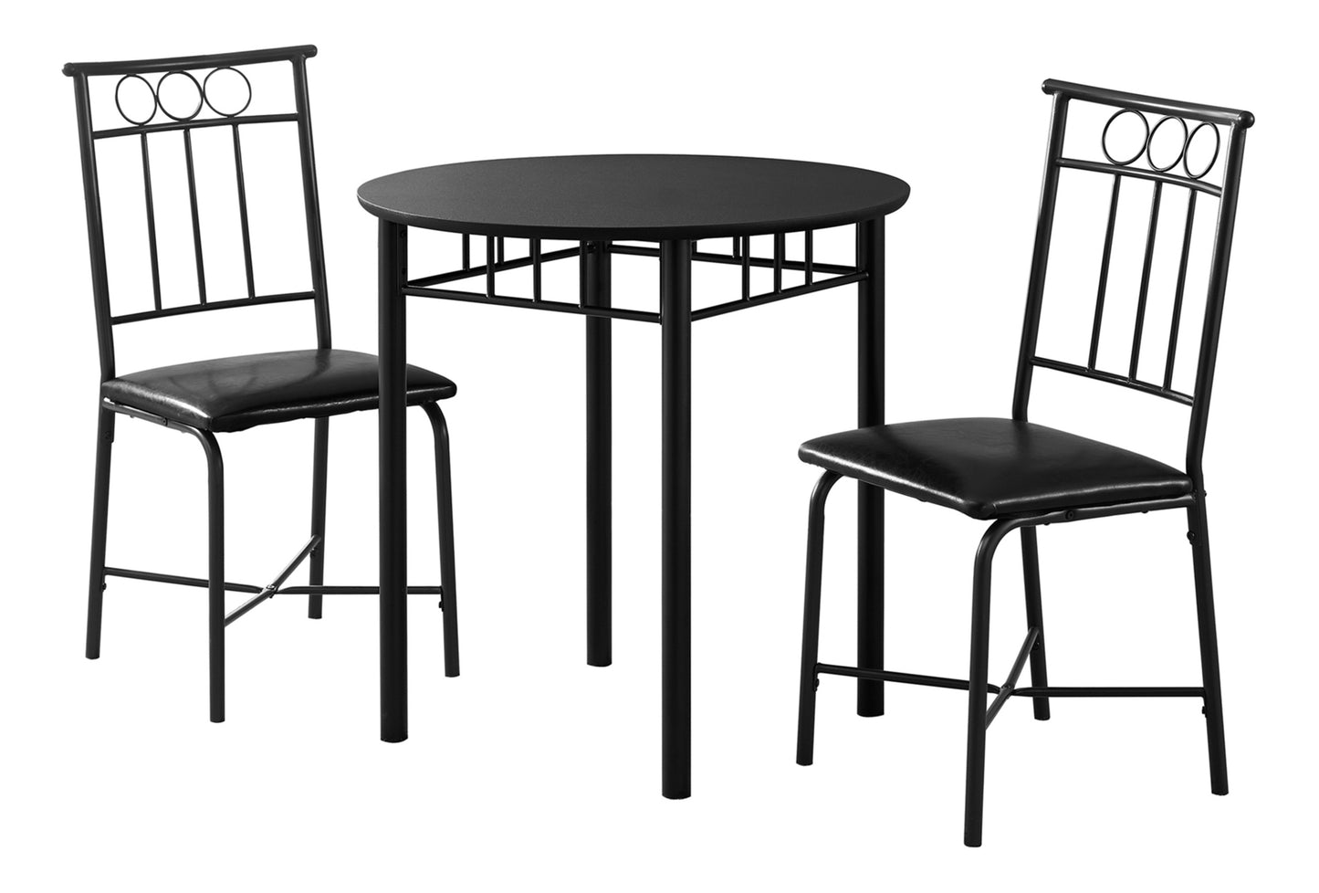 Small Black Bistro Dining Table Set - 3 Piece Kitchen Table for Dining Room