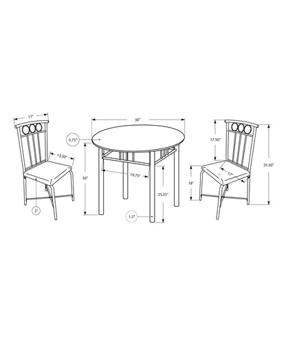 Small Black Bistro Dining Table Set - 3 Piece Kitchen Table for Dining Room
