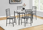 Dining Table Set, 5pcs Set, Small, 40" Rectangular, Kitchen, White Marble Look Laminate, Black Metal, Contemporary, Modern