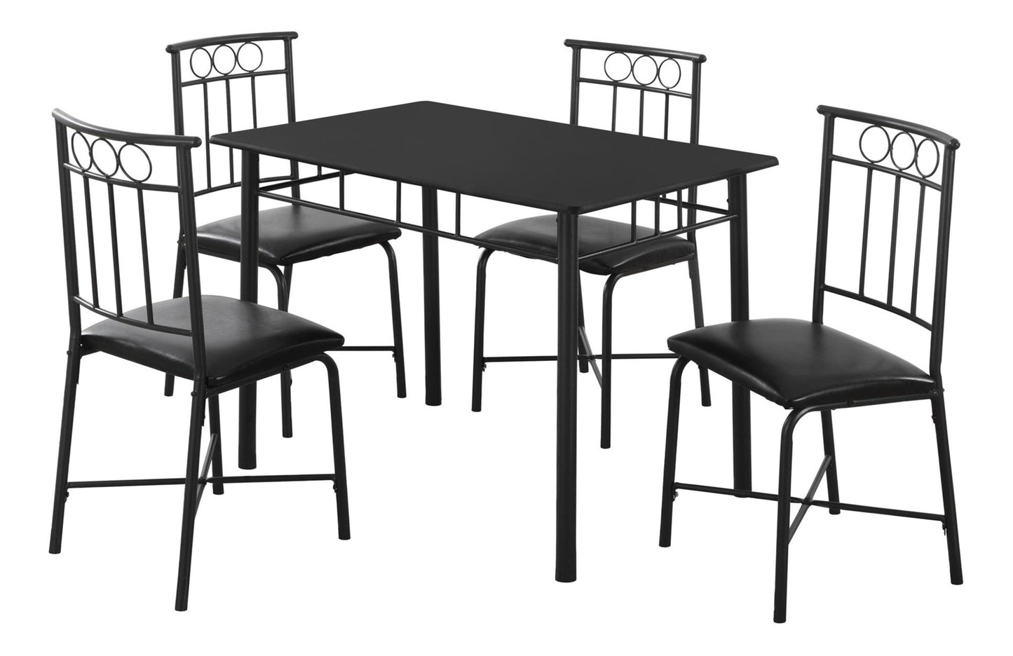 Black Metal Dining Room Set, 5 Piece Table and Chairs