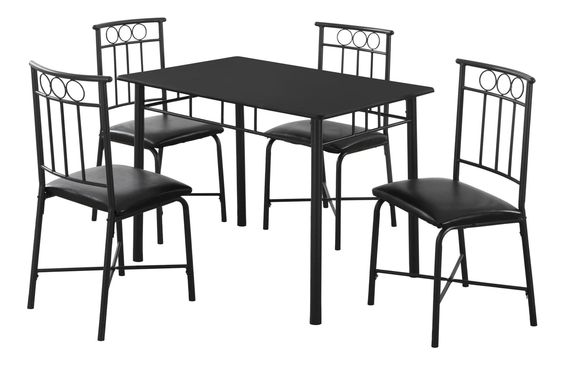 Black Metal Dining Room Set, 5 Piece Table and Chairs