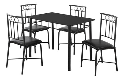 Black Metal Dining Room Set, 5 Piece Table and Chairs