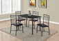 Dining Table Set, 5pcs Set, Small, 40" Rectangular, Kitchen, Black Metal, Black Leather Look, Contemporary, Modern