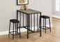 Dining Set, 3pcs Set, Counter Height, 36" Rectangular, Small, Kitchen, Brown Laminate, Black Metal, Contemporary