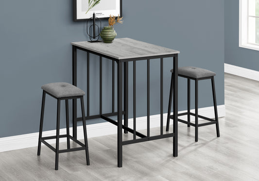 3 Piece Grey Counter Height Dining Set - Small Kitchen Bistro Table