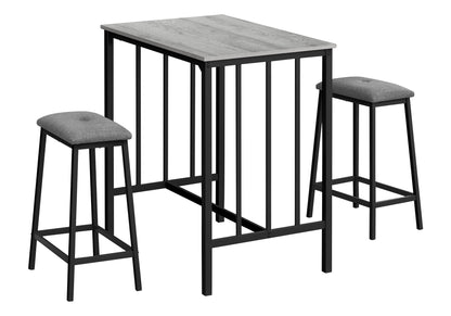 3 Piece Grey Counter Height Dining Set - Small Kitchen Bistro Table