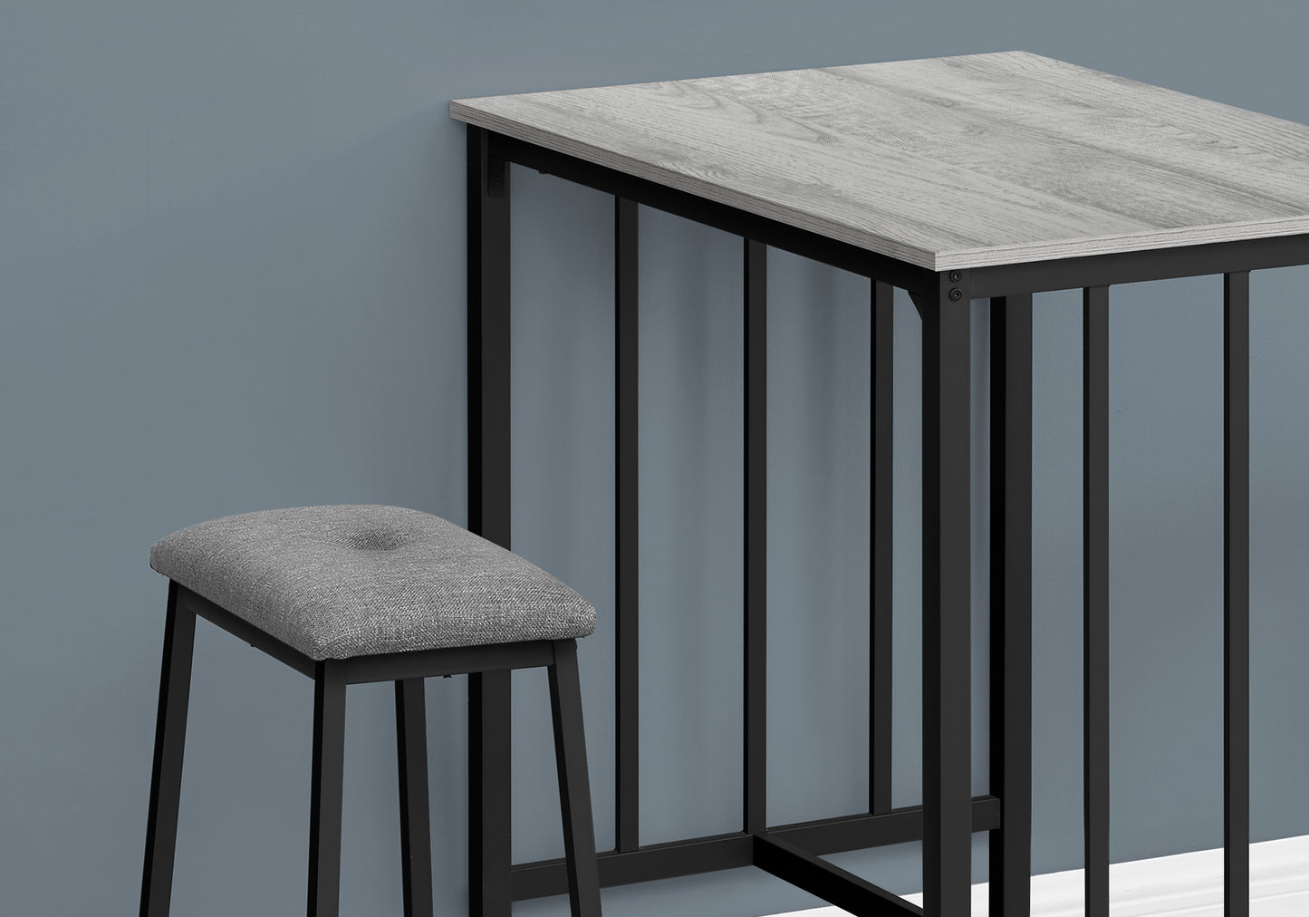 3 Piece Grey Counter Height Dining Set - Small Kitchen Bistro Table