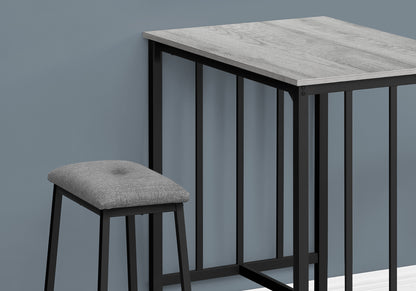 3 Piece Grey Counter Height Dining Set - Small Kitchen Bistro Table