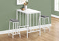 Dining Set, 3pcs Set, Counter Height, 36" Rectangular, Small, Kitchen, White Laminate, White Metal, Contemporary, Modern