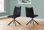 Dining Chair, Set Of 2, Side, Upholstered, Kitchen, Dining Room, Black Leather Look, Black Metal, Contemporary, Modern