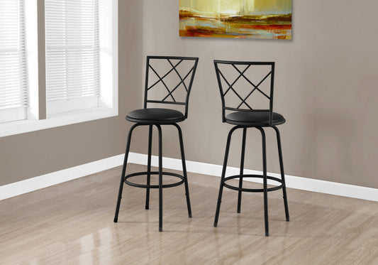Contemporary Black Metal Bar Stools - Set of 2