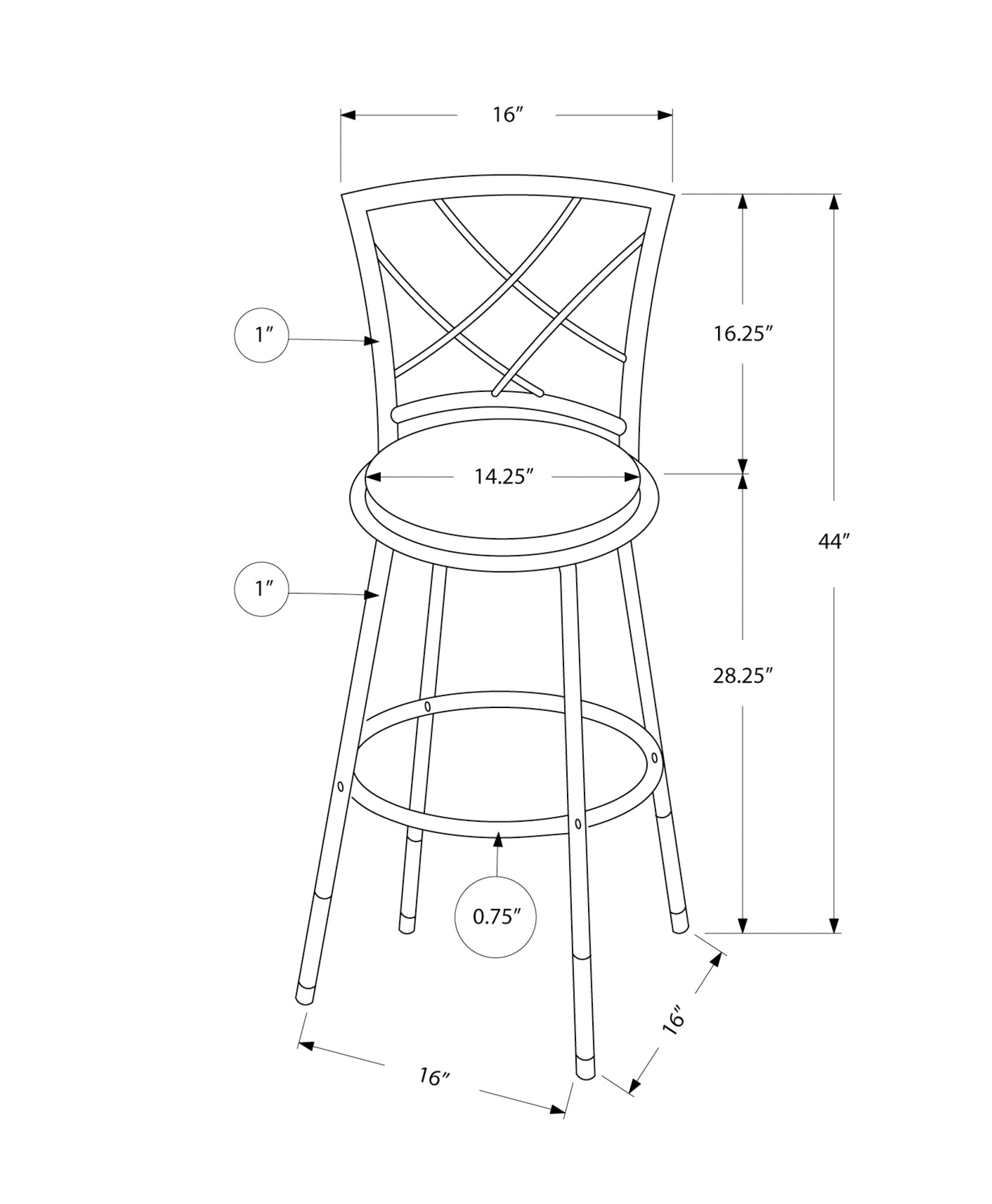 Contemporary Black Metal Bar Stools - Set of 2