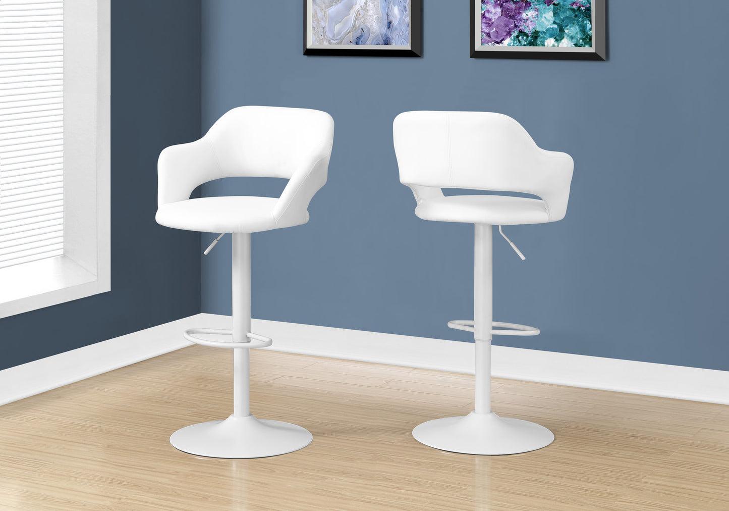 White Bar Stool with Swivel - Counter Height