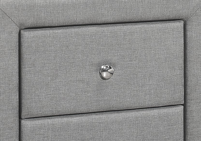 Grey Linen Nightstand with Two Drawers - 20.5" W
