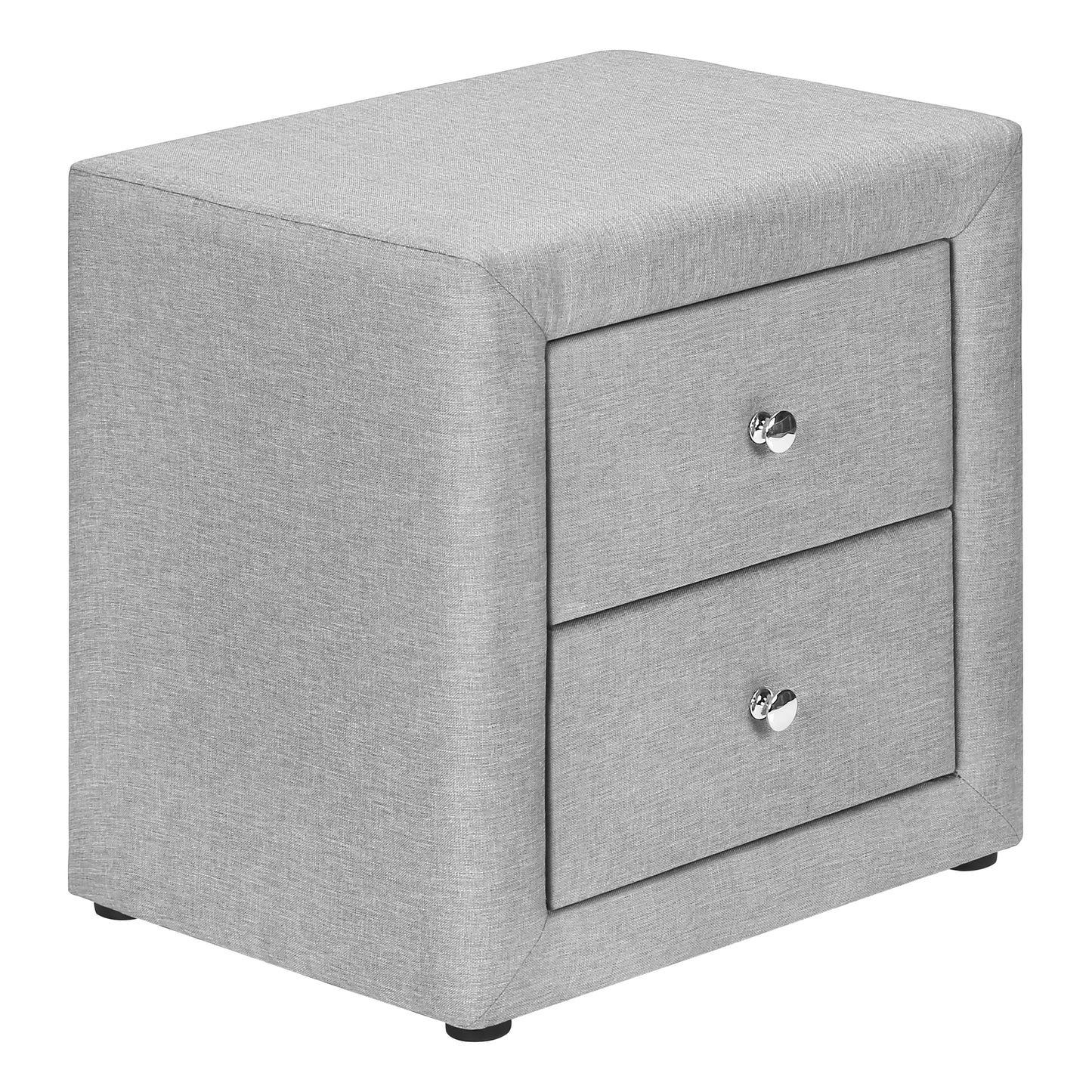 Grey Linen Nightstand with Two Drawers - 20.5" W