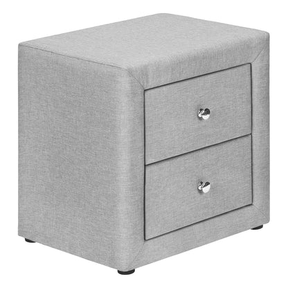 Grey Linen Nightstand with Two Drawers - 20.5" W
