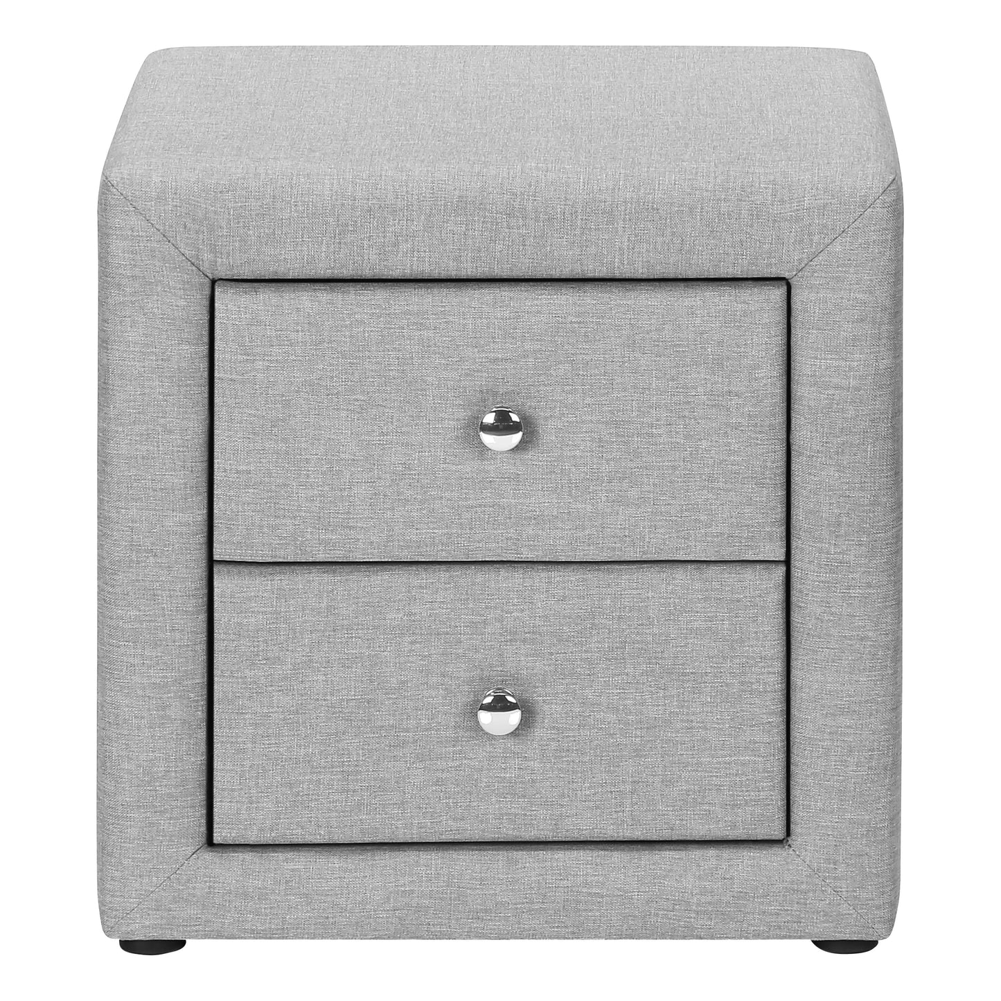 Grey Linen Nightstand with Two Drawers - 20.5" W