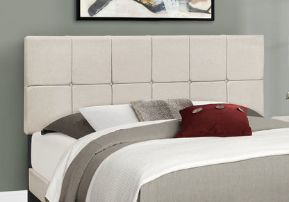 Queen Size Beige Upholstered Bed Frame