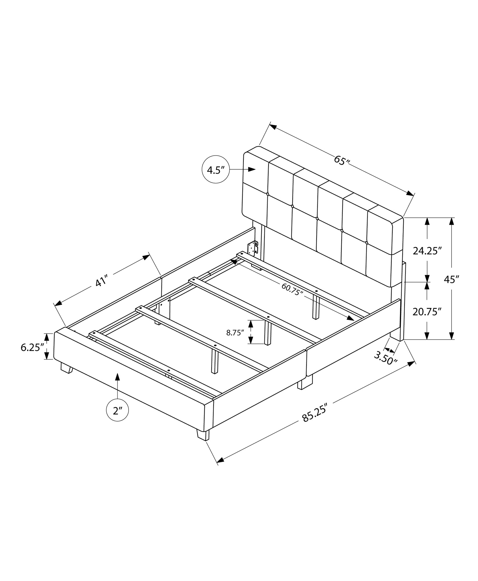 Queen Size Beige Upholstered Bed Frame