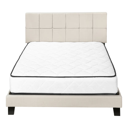 Queen Size Beige Upholstered Bed Frame