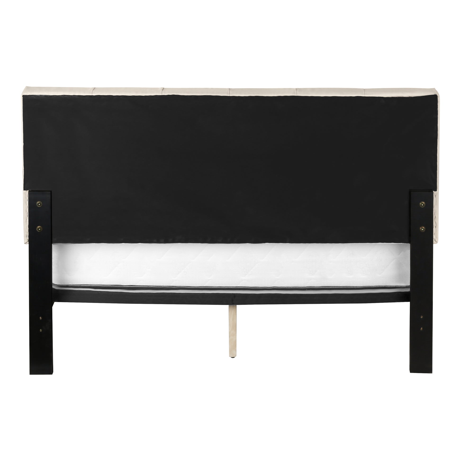 Queen Size Beige Upholstered Bed Frame