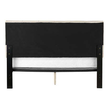 Queen Size Beige Upholstered Bed Frame