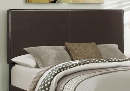 Queen Upholstered Bed - Brown Faux Leather Frame for Bedroom