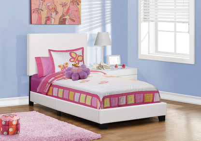 Twin Size White Leather Platform Bed Frame for Bedroom