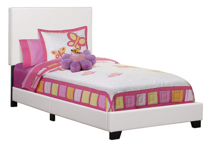 Twin Size White Leather Platform Bed Frame for Bedroom