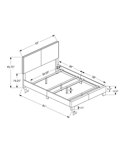 Twin Size White Leather Platform Bed Frame for Bedroom