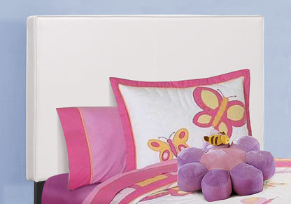 Twin Size White Leather Platform Bed Frame for Bedroom