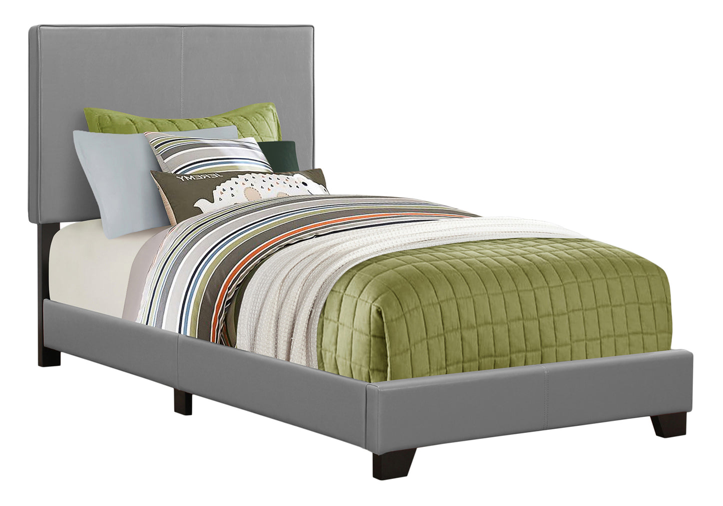Grey Twin Bed Frame - Upholstered Platform Bed for Bedroom